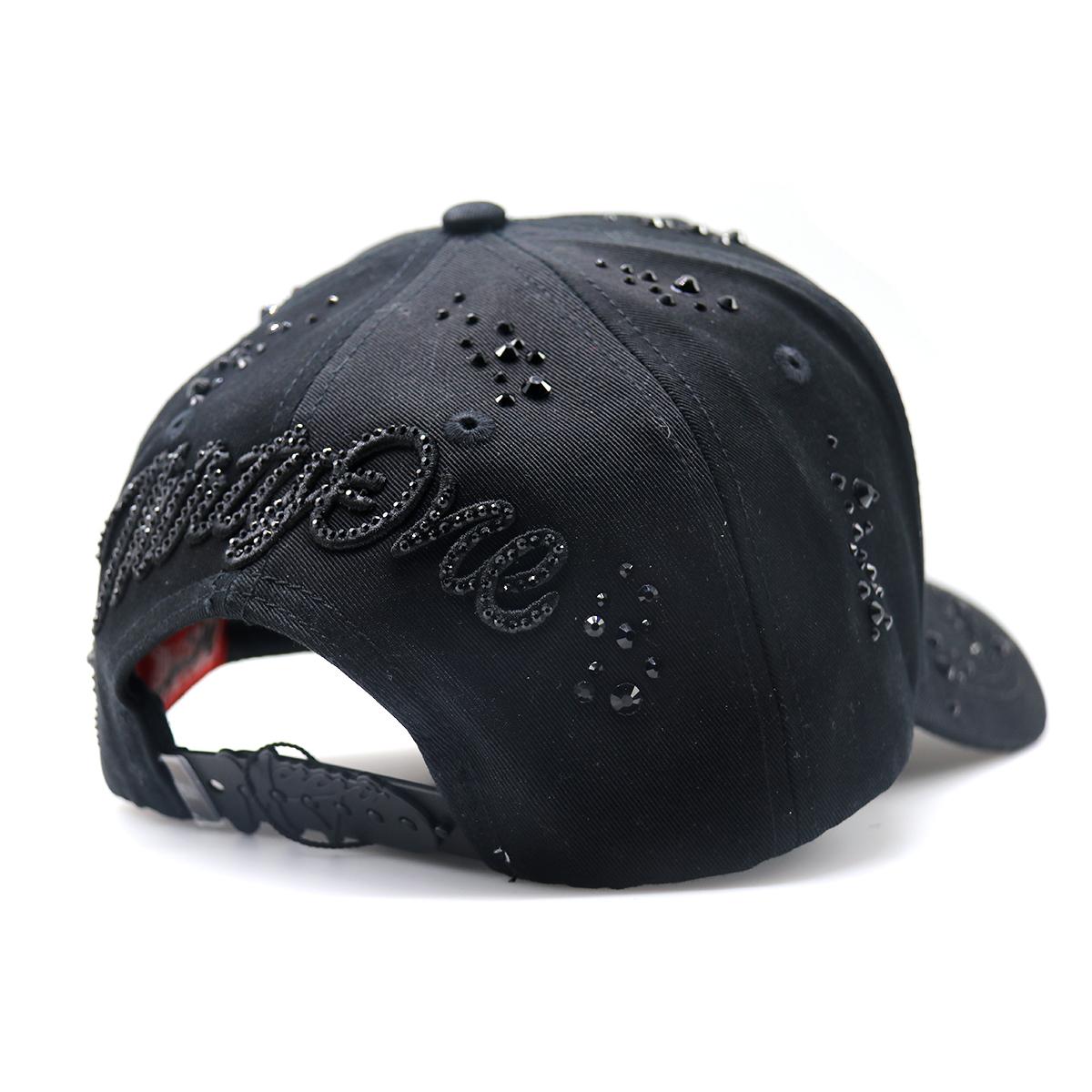 Black Bling Baseball Cap with 3D M Letter - Hip Hop Streetwear Hat