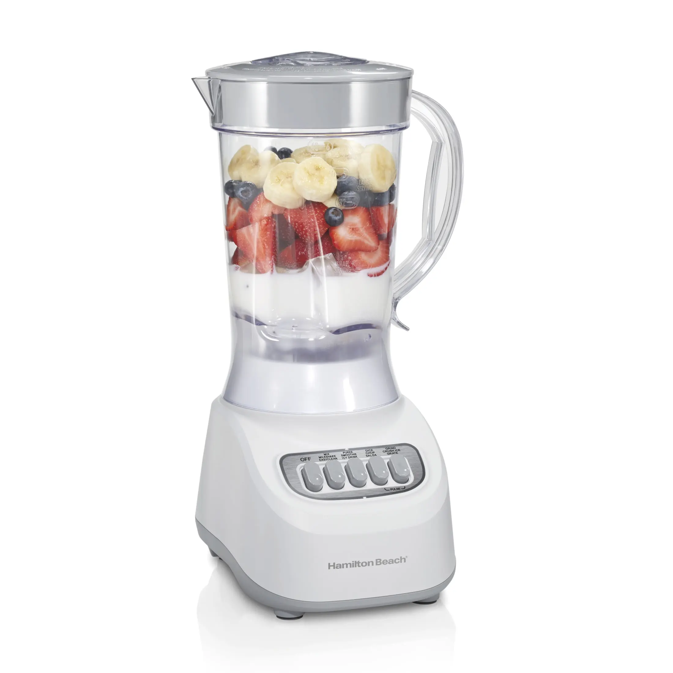 Hamilton Beach Smoothie Blender, 48 oz BPA-Free Jar 650 W 12-Function Countertop Blender for Kitchen, White