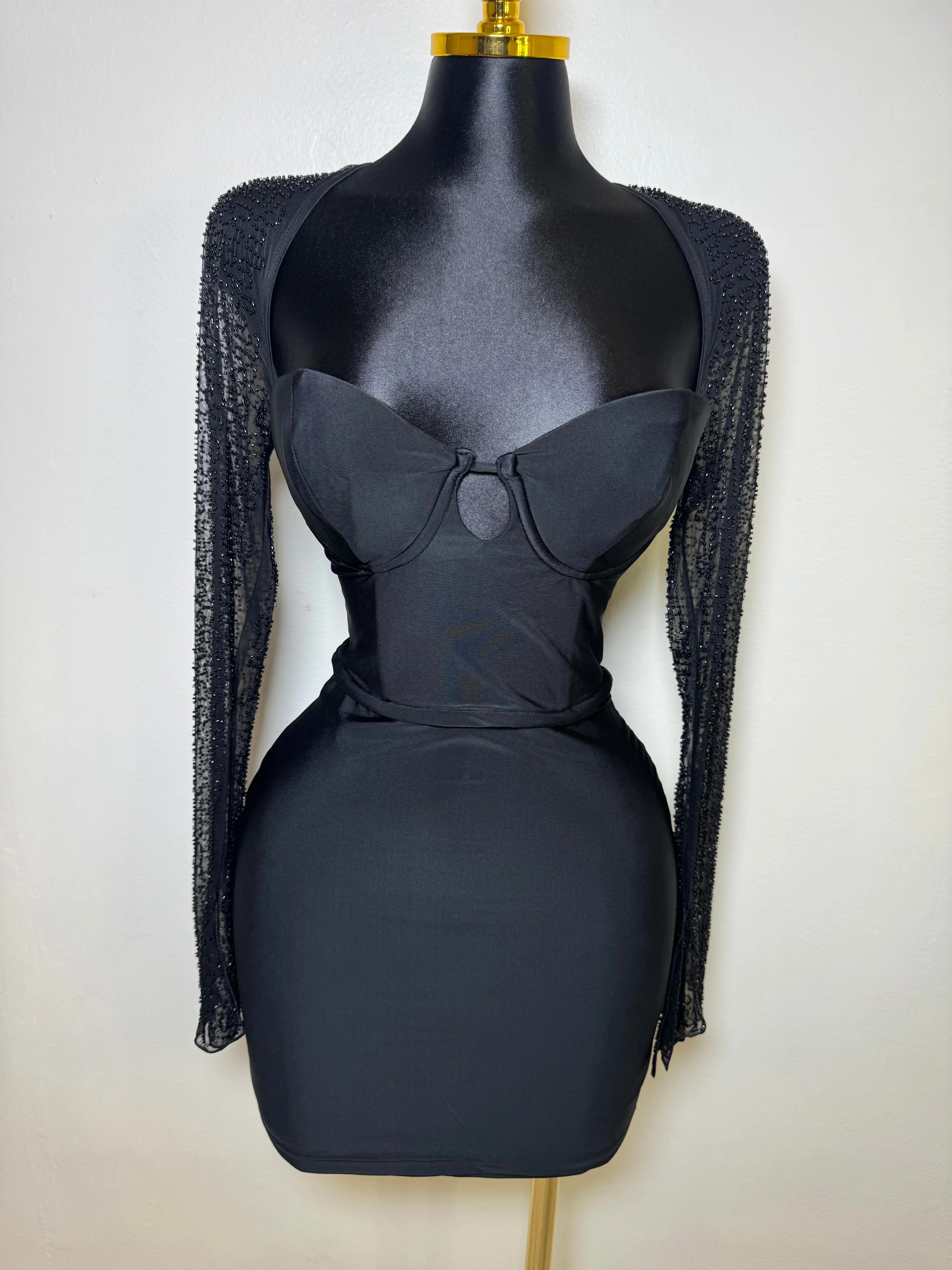 Black Sheer Mesh Mini Dress