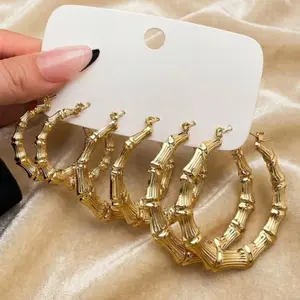 3 Pairs Vintage Coin Hoop Earrings – Y2K Street Style Bamboo Knot Design | Statement Jewelry Set