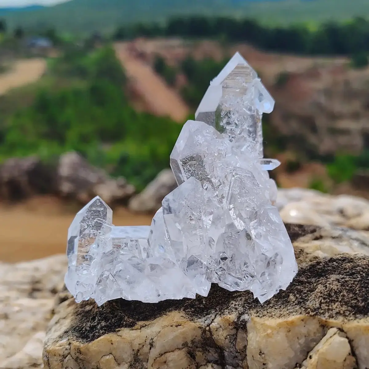 Pristine Clear Quartz Crystal Cluster Of Crystals