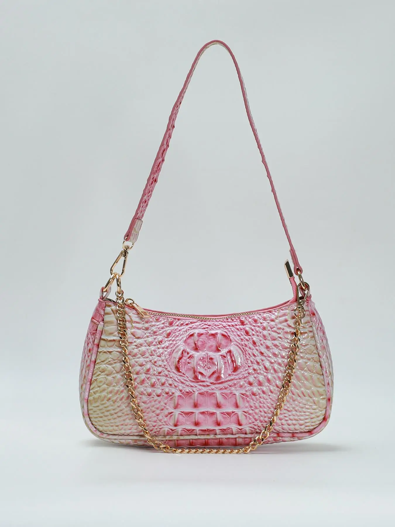 Women's Crocodile Embossed Lux Shoulder Bag, Y2k Style Small Authentic Luxury Designer Handbag, Casual Trendy Versatile High-quality Daily Commuting H