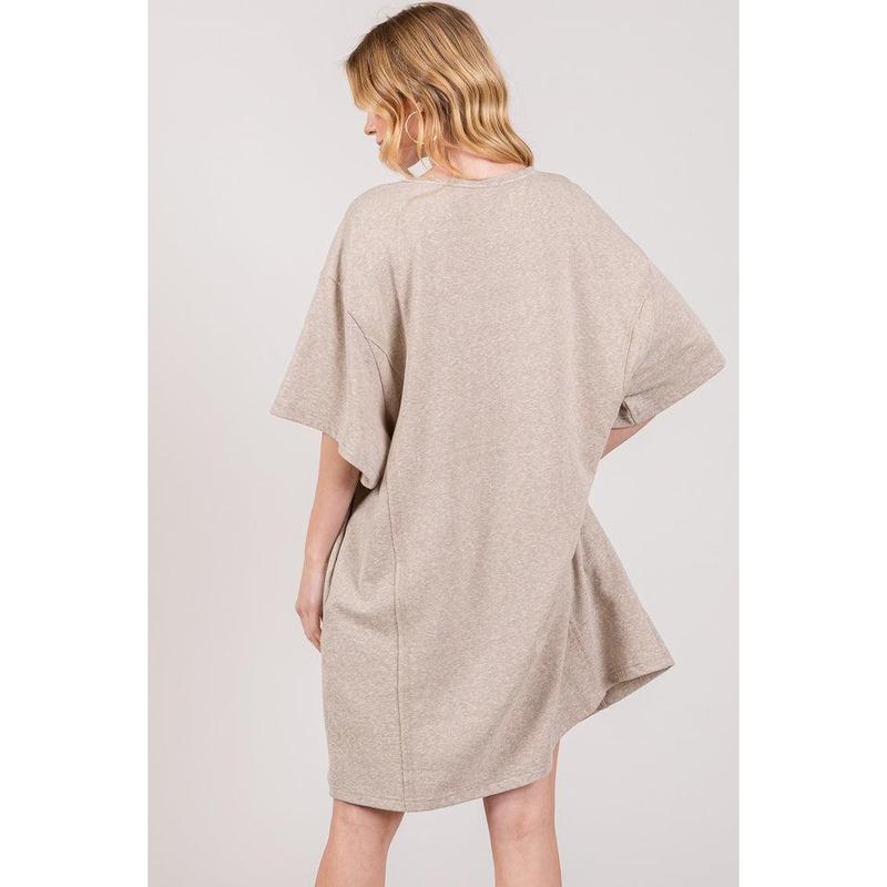 SAGE + FIG Full Size Peace Sign Applique Short Sleeve Tee Dress