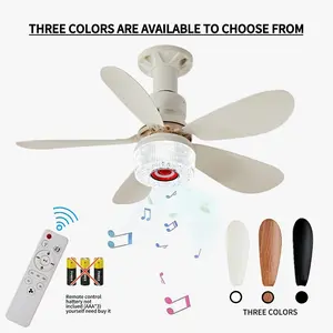 Remote Controlled RGB Ceiling Fan Light Lamp, Bluetooth-compatible Speaker, Crystal RGB Shade, Adjustable RGB Lighting, Sound Activated, Timer, 3 Adjustable Brightness Levels, Ceiling Lights