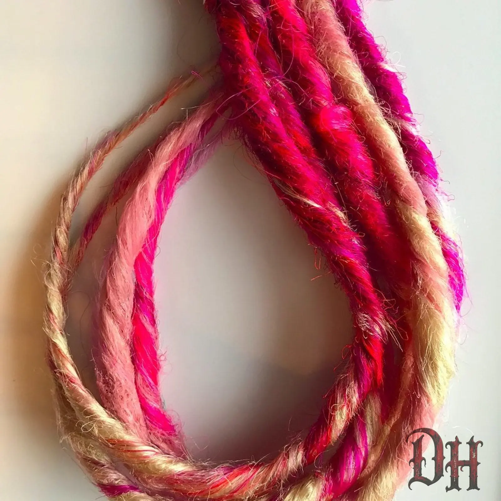 Pink Blonde Clip in Dread Dreadlock Hair Extension