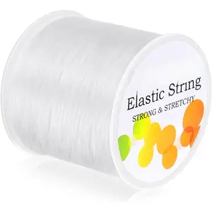 Synthetic Elastic Bracelet String Cord, 0.7mm Thickness 1mm Width, 100m/328ft Stretch Bead Cord for DIY Beading & Jewelry Making (White), 0.7 Mm Thickness
