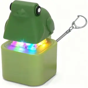 Frog Fidget Keychain Clicker Toy, Frog Croaking Keychain Adult Anxiety Relief Toy with Colorful Light & Sound, Fun Adults Keyboard Clicker for Stress Relief & Quiet Play & Entertainmen