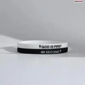 “God is First, I Am Second” Bracelet Set – Inspirational Thin Religious Cross Bracelets for Women & Men, Faith Motivational Jewelry, Set of 2 Adjustable Wristbands for Daily Wear, Christian Gift