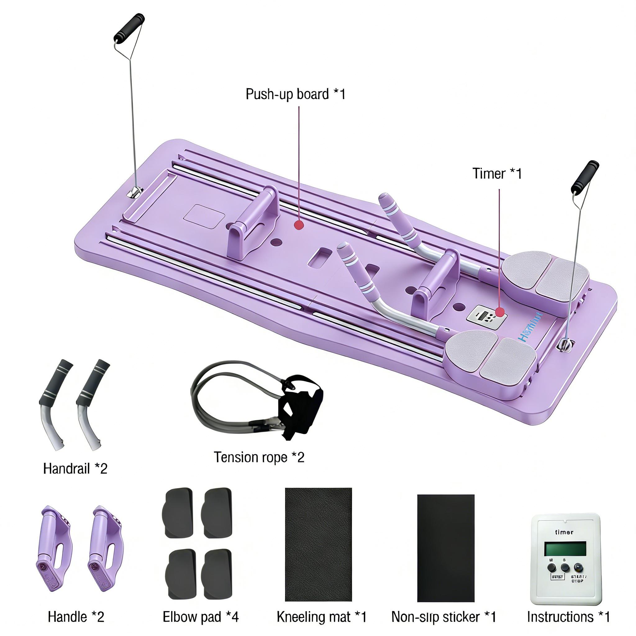 4 in 1 Foldable Pilates Reformer Board, Multi-Purpose Pilates Sliding Board for Home Full Body Workout