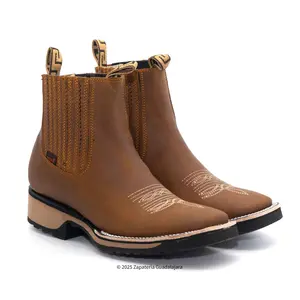 Wide Square Toe Crazy Tan Double Density Sole Leather boot-H42D2631