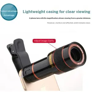 Zoomable Extensible Phone Lens Universal 20x Long Focus Telephoto Lens HD External Camera Lens for Smartphones