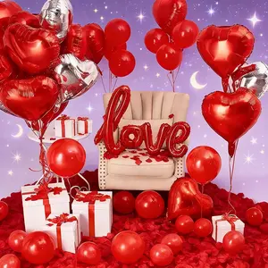 Valentine's Day Proposal Decoration Set, Heart Balloon Decor Kit, Romantic Surprise Props, Spiral Petal Balloons, Wedding Room Decor
