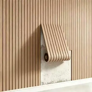 Nature Plaid Grooved 3D Vintage Wood Grain Adhesive Base Wallpaper, 15.7x118.1" Self-Adhesive Removable Waterproof Anti-Static Easy-to-Cut, High-Quality DIY Home Decor for Kitchen, Bathroom Home Improvement Shiplap Wall