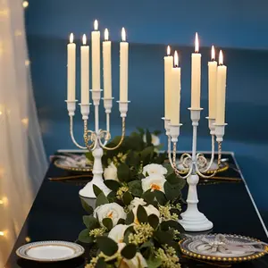Romantic Retro Metal Candle Holders for Dinner Table, Golden White Black - 2pcs, Ideal for Halloween, Christmas, Easter, Valentine's, Thanksgiving Decorations