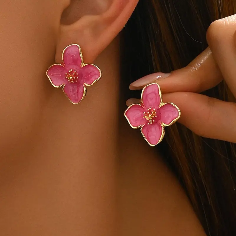 Cute Flower Design Stud Earrings, Earrings with Flat Backs, Floral Stud Earrings, Fashionable Jewelry for Women, Trendy Versatile & Exquisite Jewelry for Birthday Gifts, Dainty Fashion Jewelry, Flat Pierced Earring