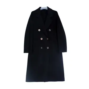 Qianlai Classic Coat 101801 Double-Sided Pure Cashmere Wool Coat for Women Solid Color Elegant Style
