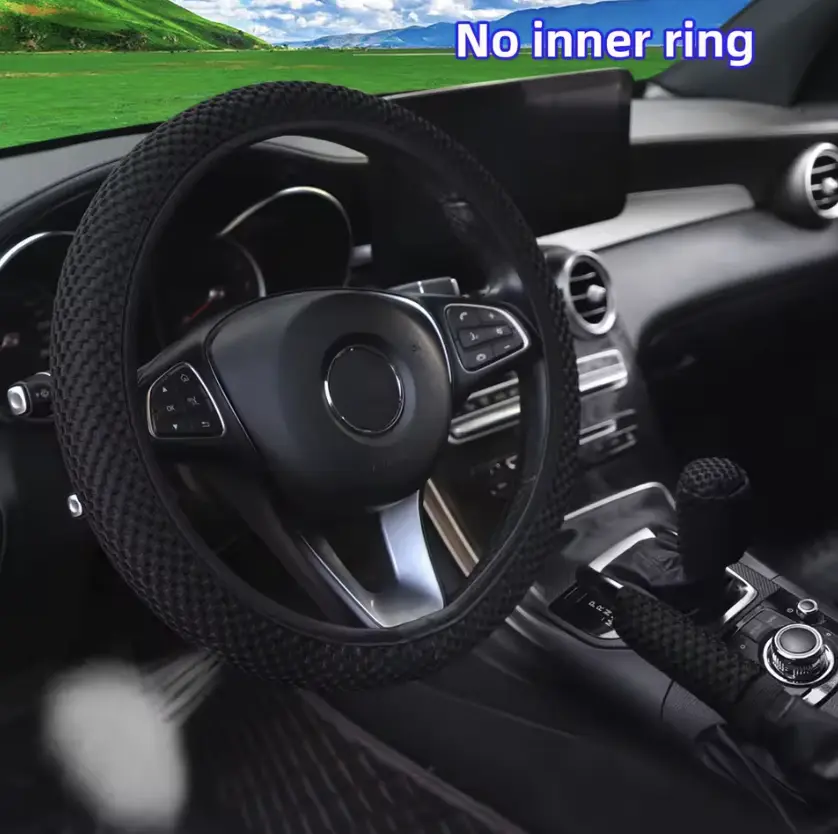 3 Piece Mesh Breathable Steering Wheel Cover Set | Handbrake & Gear Shift Cover | Universal Fit Car Accessories