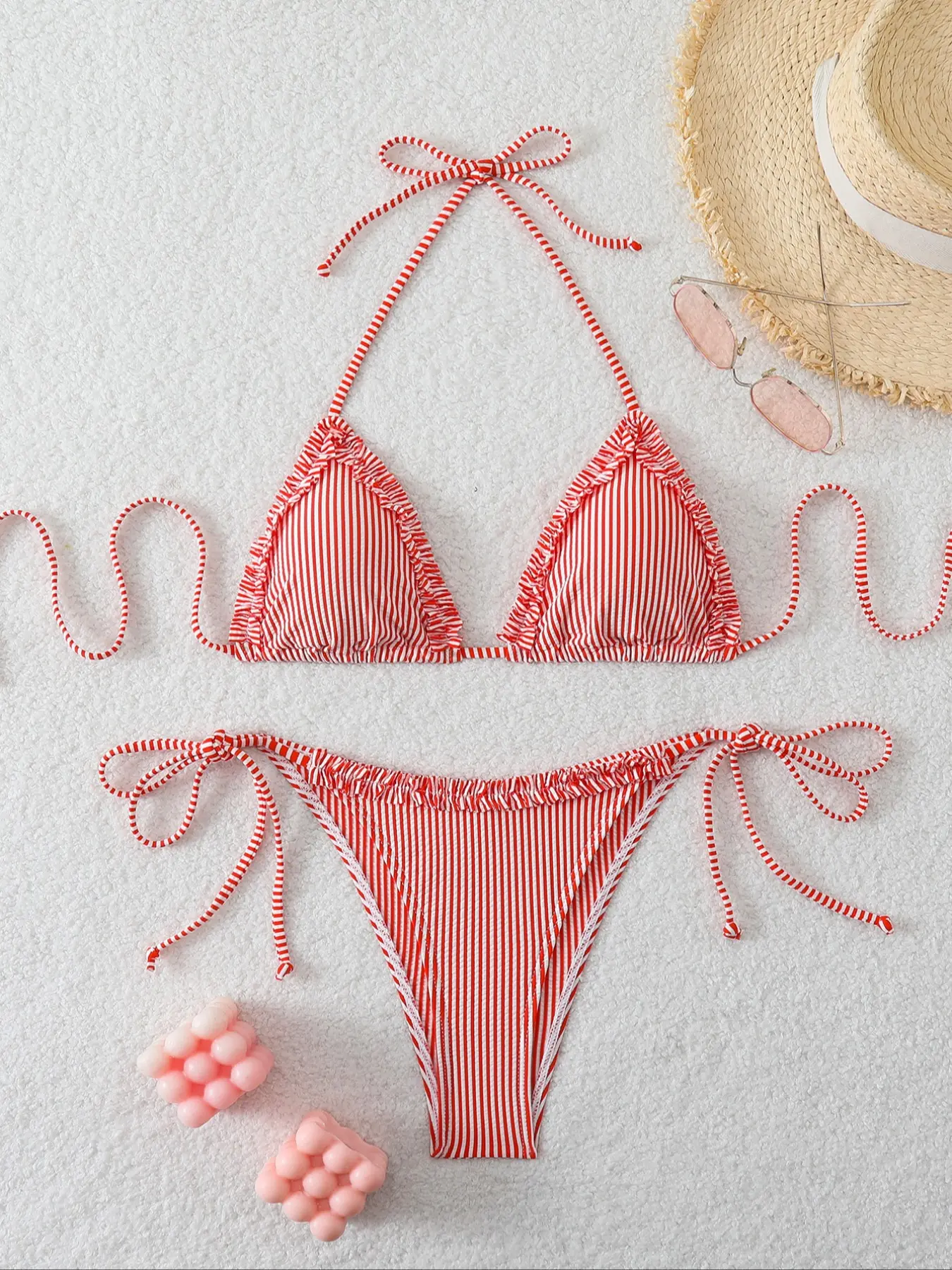 Women's Two-Piece Bikini Swimsuit with Ruffle Design, Comfortable Beachwear Swimwear, Stylish Ladies Bathing Suit, Ruffled Bathing Suit, Swimsuit Style Bikini, Ruffle Bikini Set, Bikinis Set