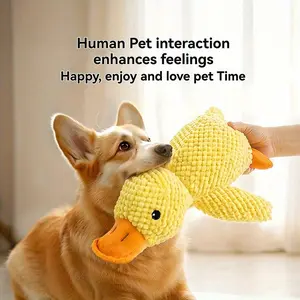 Dog Toys, Squeaky Interactive Plush Toys, Squeaky Chew Toys, Puppy Toys, KONG Dog Toys (Indestructible), Dog Chew Toys, Dog Toys to Relieve Boredom, Soft Plush Calming Yellow Duck Toy (Suitable for Anxious Dogs), Calming Pillows for Puppies and Small to M