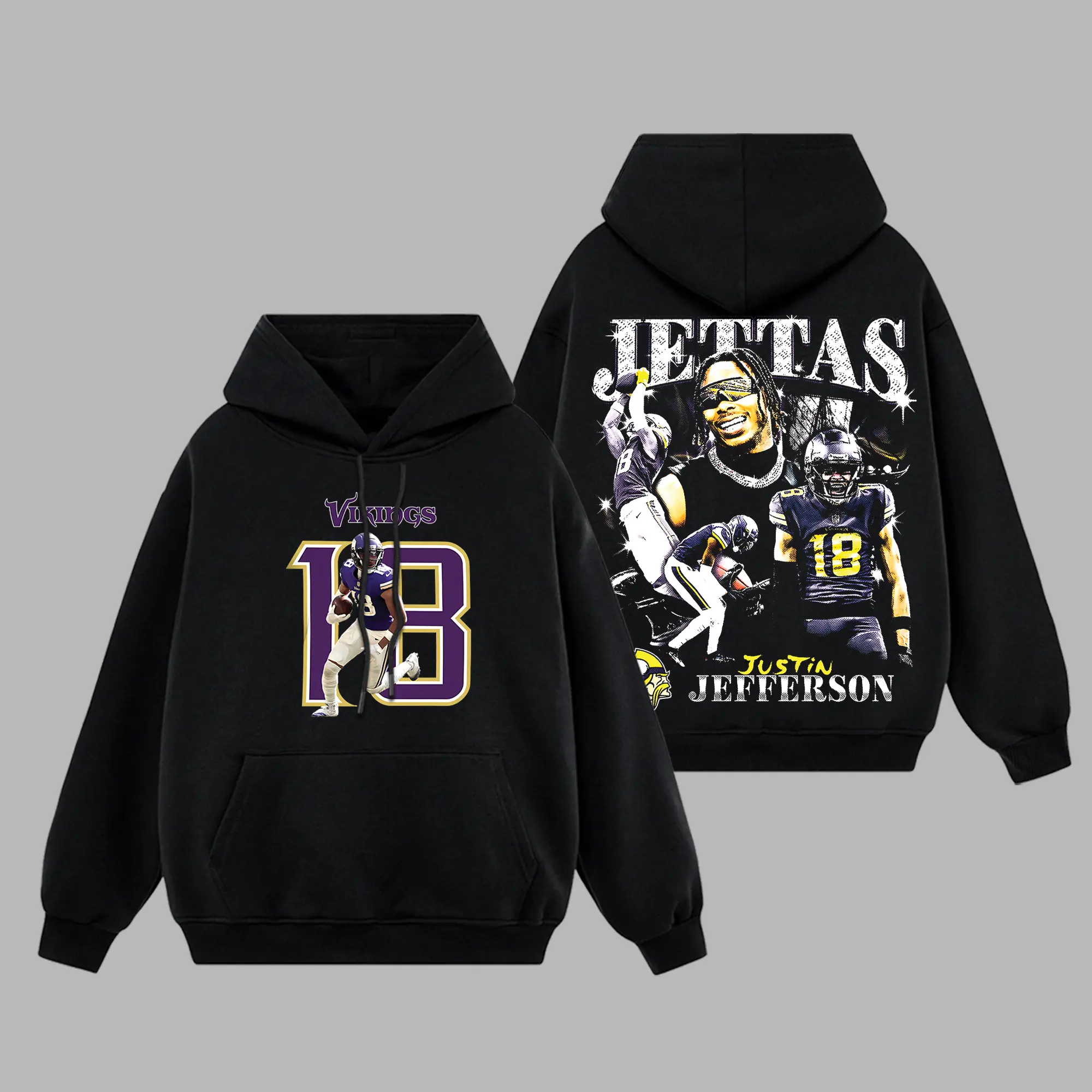 [RedZoneStyle] Justin Jefferson 18 Jettas Game Day Retro Unisex 100% Heavyweight Cotton T-Shirt – The J-Jettas Fans Shirt, The Vikings Football Shirt, Game Day Outfits, Gift For Football Fans