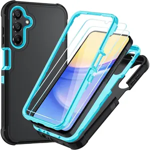Galaxy A14 5G Phone Case with HD Screen Protector Heavy Duty [3 Layer] Hybrid Shock Proof Protective Rugged Bumper PC and TPU Cover Case for  Galaxy A14 5G Phone (Black/Glacier)