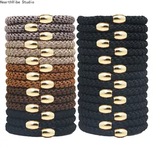Wrist to Hair: 15 Beads Thick Embroidery Thread Hair Ties | 2-in-1 Elastic Hair Band Bracelet | Gentle No-Damage Ponytail Holders Fashion Jewelry for Women