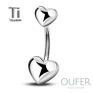 OUFER Women's Titanium Internally Threaded Heart Belly Button Ring, Water-Safe Lightweight Body Jewelry, Body Piercings Accessory with Summer Vibe Fashion Appeal