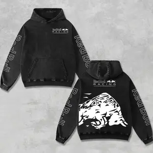 Retro ORB Redbull Racing Hoodie Vintage Washed Black, Formula World Championship Enthusiast, Motorcycle Off-Road Dirt Bike Graphic Streetwear, Heavyweight Biker Sweatshirt, Retro Moto Gear Motorbike Apparel Men’s Grunge Y2K Racing Jacket Style