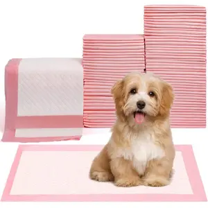 100-Piece Disposable Pet Potty Training Pads, 18in x 13in Quilted Top Cotton Filler Pet Toilet Mat - Quick Drying, Leak-Proof, Odor Control Urine Pads for Dogs, Cats (Pink) Dog Accessories