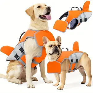 Dog life jacket, chest-back style, pet float safety vest adjustable swimsuit with rescue handle, and D-ring, suitable for swimming and boating 1PC