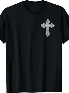 100% Pure ICXC Cross Eastern Orthodox Christianity Christ T-Shirt |   Same Style for Men and Women  Summer Short-Sleeved Printed Crew Neck All-Season Vintage Regular Fit Slight Stretch 220G