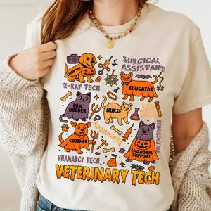 Halloween Veterinary Technician Shirt, Spooky Season Vet Tech Sweatshirt, Halloween Vet Med Sweater, Veterinary Medicine Tee, Autumn Gift, Halloween Gift