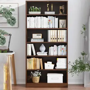 6 Tiers Wood Bookcase Bookshelf Storage Wall Shelf Organizer for Living Room New