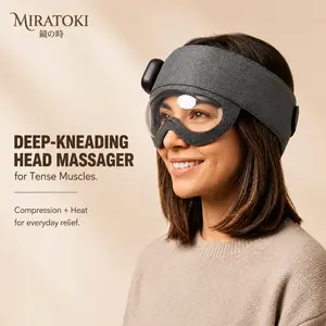 MIRATOKI MindCloud Head Massager - Japanese-Engineered Battery-Powered Wireless Full-Head Spa for Adults, 3-Intensity Deep-Kneading Air Compression, Gentle Eye Heat, Adjustable