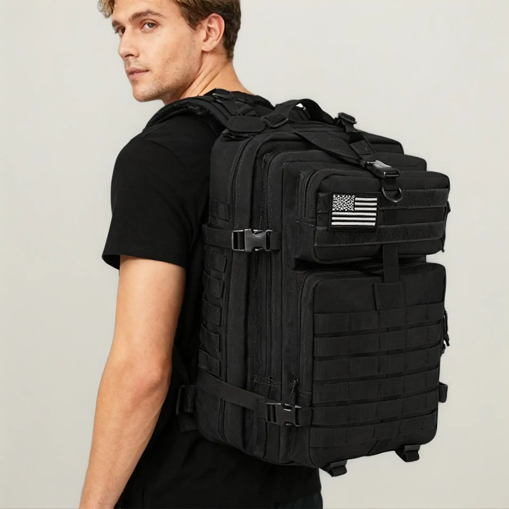 Wolt 45L Tactical Backpack - Durable Gym Bag, Hiking Camping Style Backpack with Molle Webbing, Adjustable Buckle Straps, Laptop Compartment, Waterproof 3-Day Assault Daypack for Adult Males, Tactical Backpacks,camping essentials