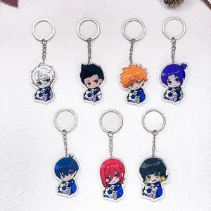 1/7Pcs Anime Character Blue Lock Keychain Acrylic Keyrings Bag Charms Cute Backpack Pendant Funny Prop Decoration Friends Gifts