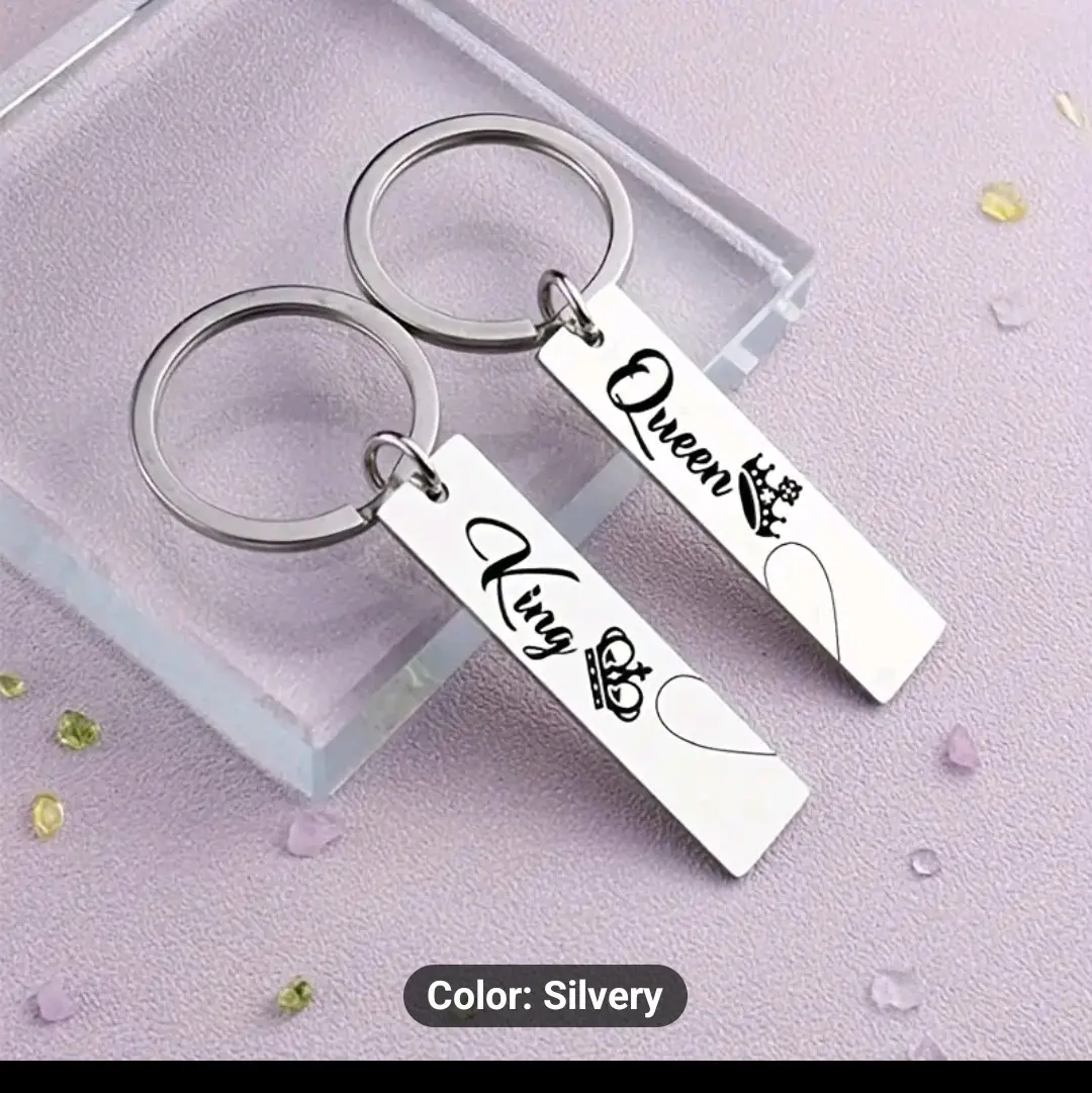 king queen keychain set for couples great gift