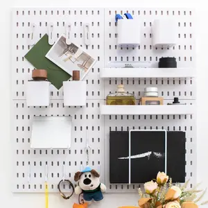 Pegboard Combination Kit,Pegboard Wall Organizer, Peg board Wall Mounted ,Pegboard for Wall, 25.2" x 25.2" White Pegboard 20 Accessories for Organize Home, Office, And Gaming Setup