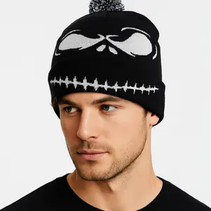 Jack Beanie Hat for Men Women, Funny Warm Stretchy Winter Beanie Hat, Soft Crochet Beanie Hat for Adults Halloween Christmas, Jack,Gift Halloween & Christmas