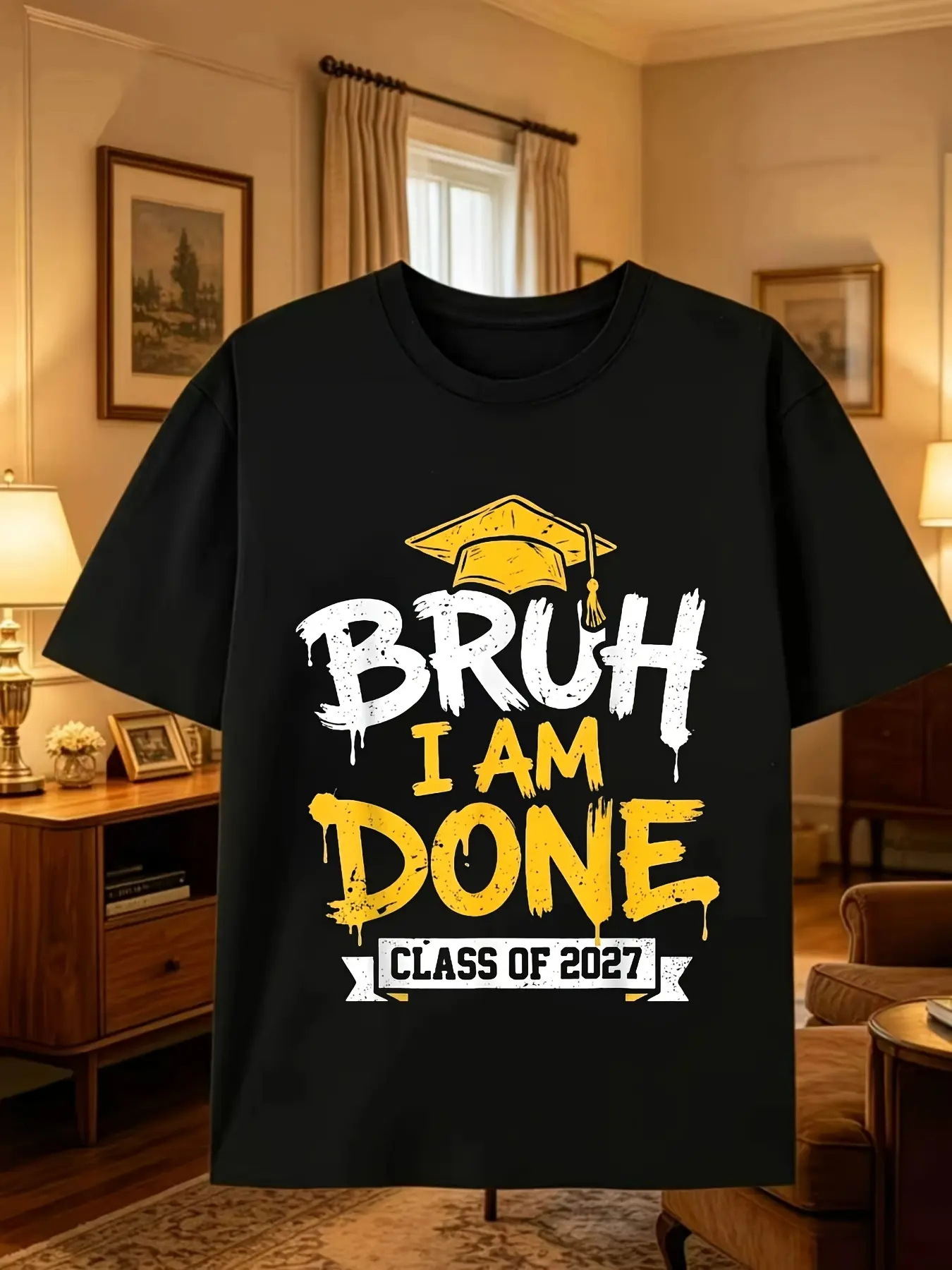 Bruh I'M Done 27 Class of 2027 Funny 2027 School G unisex soft cotton short sleeve t shirt, vintage graphic casual tee for men women teens, perfect birthday holiday gift for camping travel gym daily street  wear