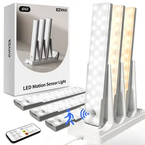 EZVALO 62 LED Under Cabinet Lights with Charging Station, 2000mAh Rechargeable Motion Sensor Light Indoor, 3 Color Temps, Remote Control, Timer, Dimmable Wireless Closet Lighting for Kitchen, Wardrobe, Pantry