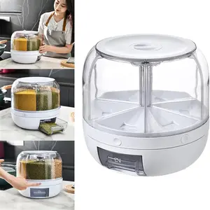 1PC Large Capacity Rotary Grain Storage Box - Rice Containers for Moisture-proof and Insect-proof Storage of Rice, Grain, Flour, Pet Food with Household Kitchen Items