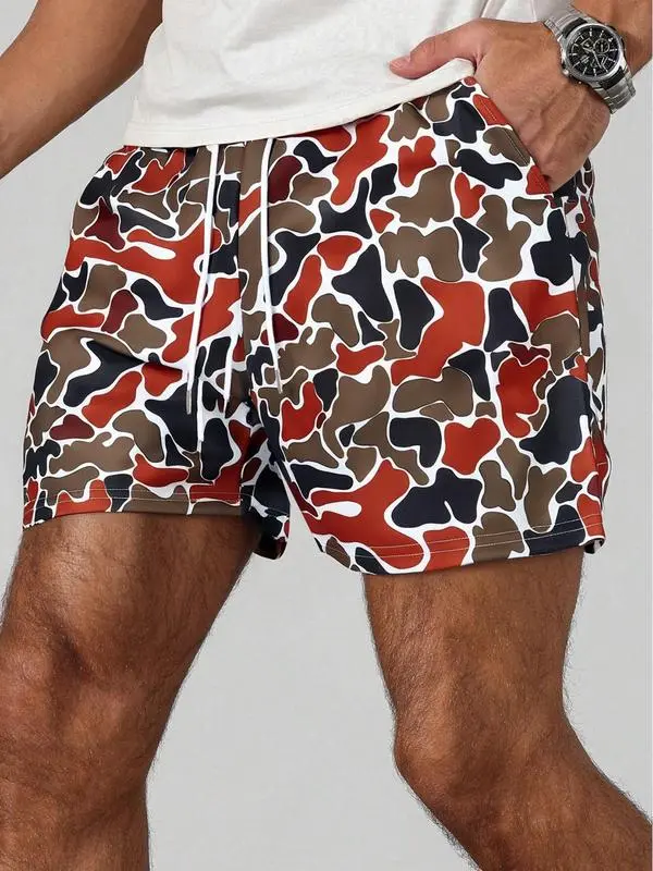 Men’s Camo Print Summer Shorts – Breathable & Comfy Casual Fit for Daily Wear –  Unisex Swim Shorts