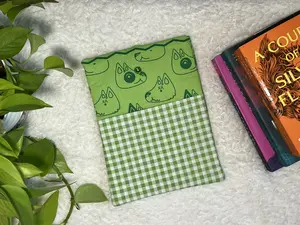 Large Green Fabric Dog Book Cover Sleeve for Books and Tablets