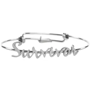 Survivor Script Bracelet - Brushed Silver