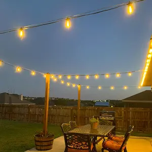 50FT&100FT LED Outdoor String Lights, Outside Patio Backyard Light with S14 Shatterproof Edison Bulbs, Heavy-Duty Commercial Grade Weatherproof Strand Decorative Café Porch Bistro Garden Tree