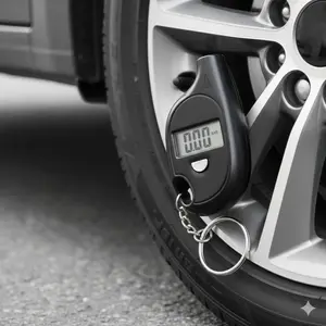 Keychain Tire Pressure Monitor with Backlit LCD | Universal for Cars, Trucks & Motorcycles | Portable Pressure Alert System | Wide-Temp Range Tire Safety Tool | Tire Pressure Gauge