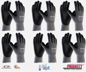 6 Pairs MaxiFlex Ultimate 34874 Foam Nitrile Palm Coated Work Gloves -  Unbeatable Grip & Abrasion Resistance - Multiple Applications Safety Gloves