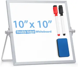Small WhiteBoard with Stand 10" X 10",  Double-Sided Dry Erase White Board Easel for Desk Students  Office