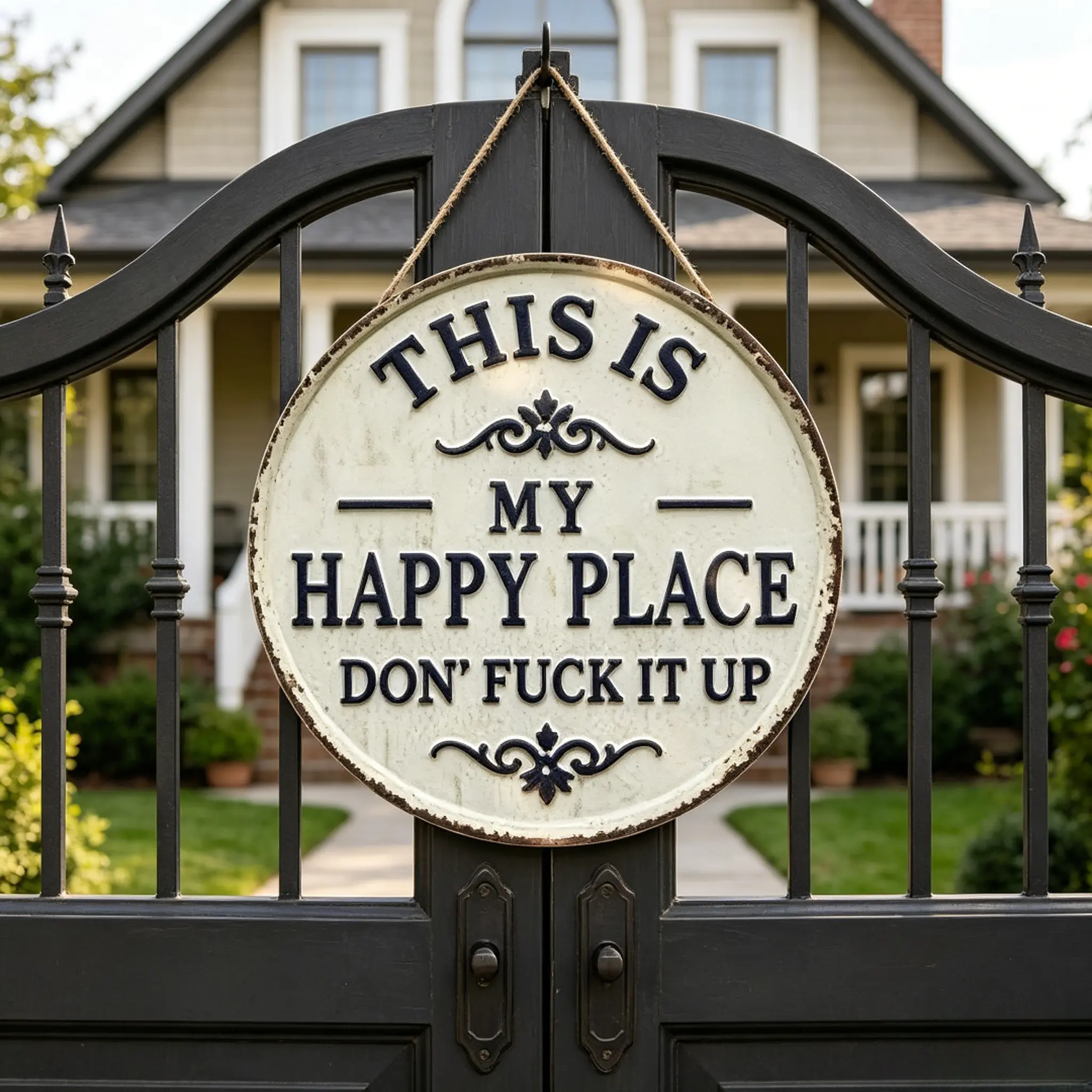 12x12 in Metal Wall Art Plaque - "Welcome to My Happy Place" Metal Sign, Home Decor Items, Unique Gift for Mom, Farmhouse Style Bedroom & Kitchen Wall Ornament, Metal Signs,summervibes